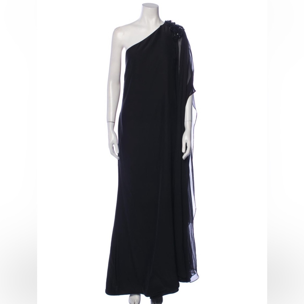 Black one shoulder gown